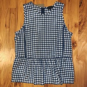 NWT - J Crew Peplum Top Gingham